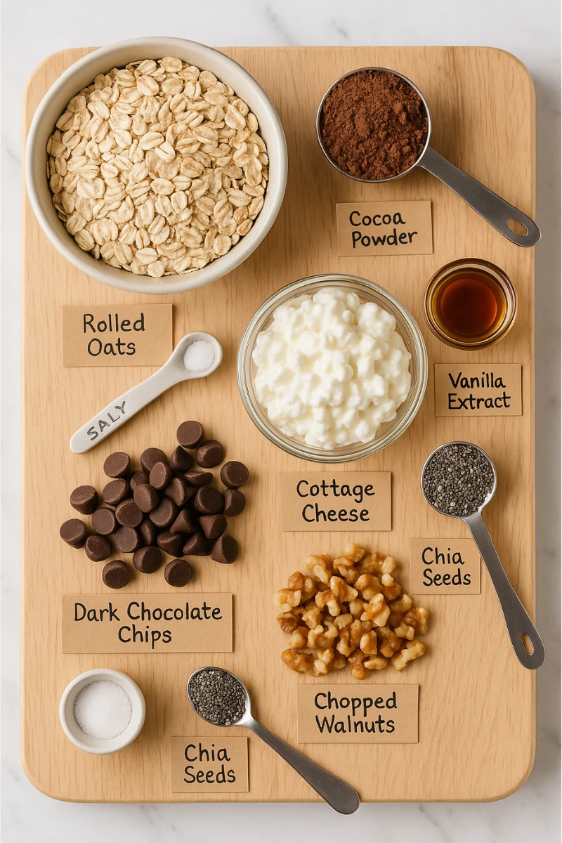 ingredients for cottage cheese brownie bites