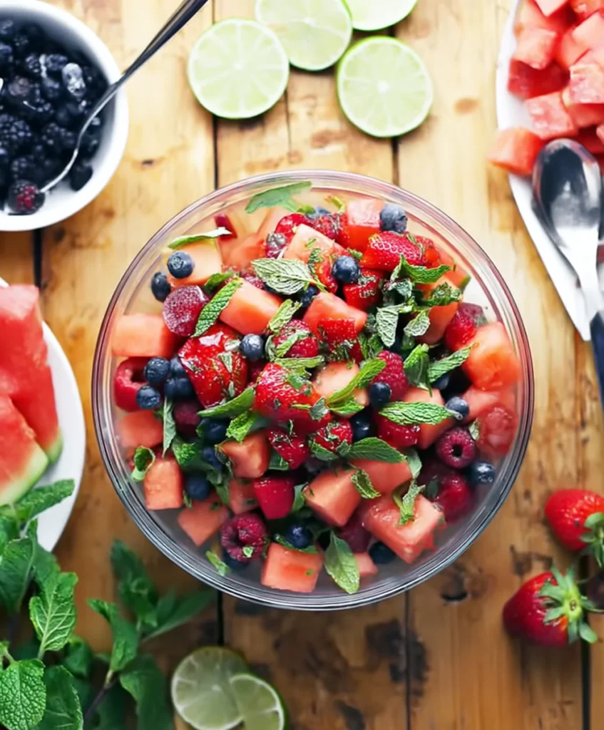 Berry Melon Fruit Salad with Mint and Lime