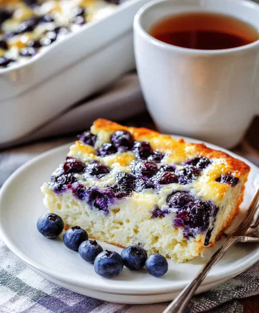 Blueberry cottage cheese breakfast bake serving