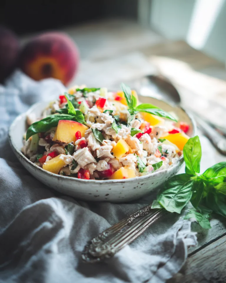 beach basil chicken salad side view