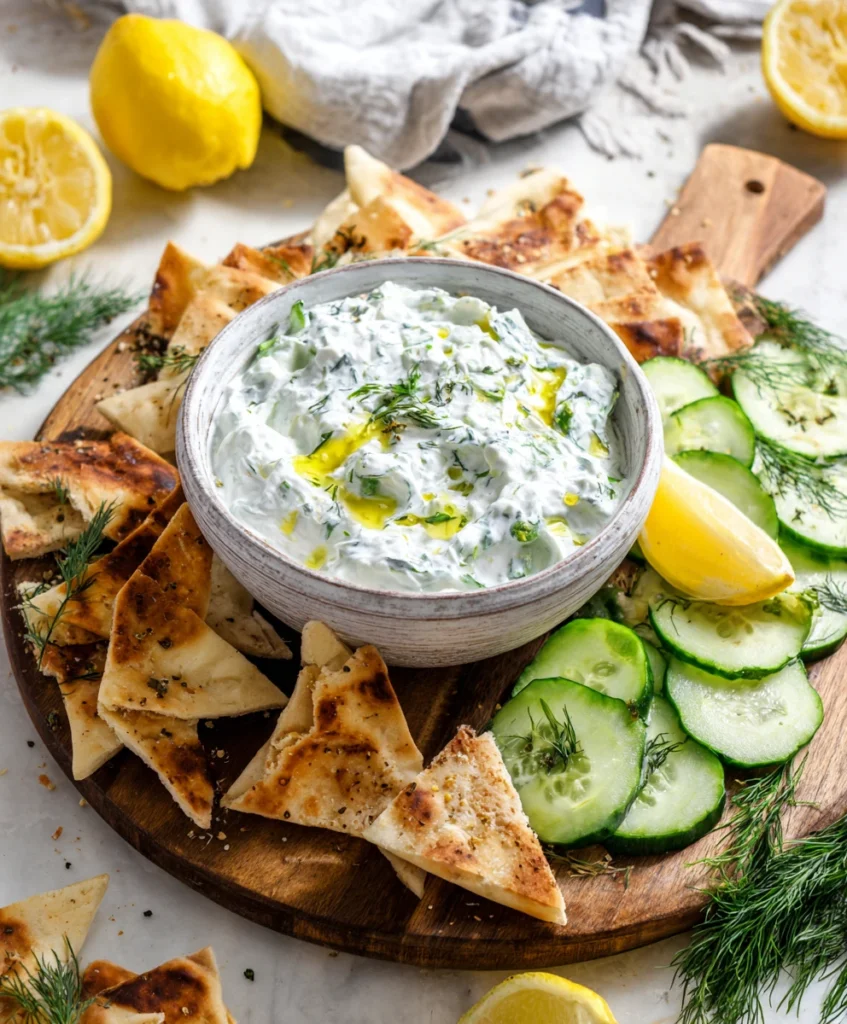 Greek Tzatziki Dip with Pita Chips