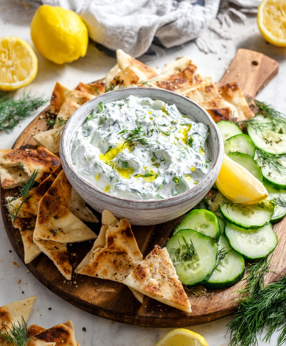 Greek Tzatziki Dip with Pita Chips – Fresh, Creamy, Easy