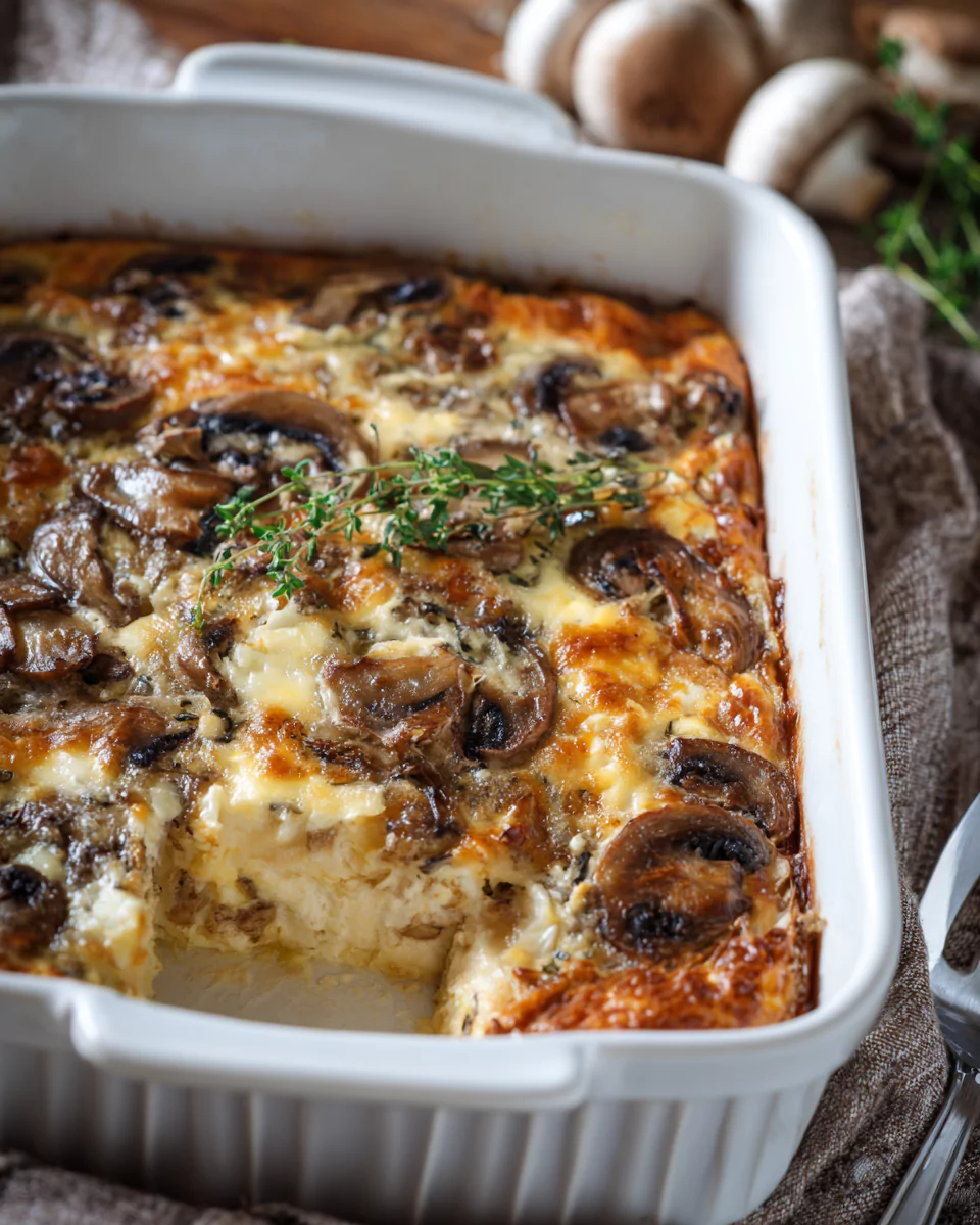 Savory Mushroom and Swiss Cottage Cheese Bake