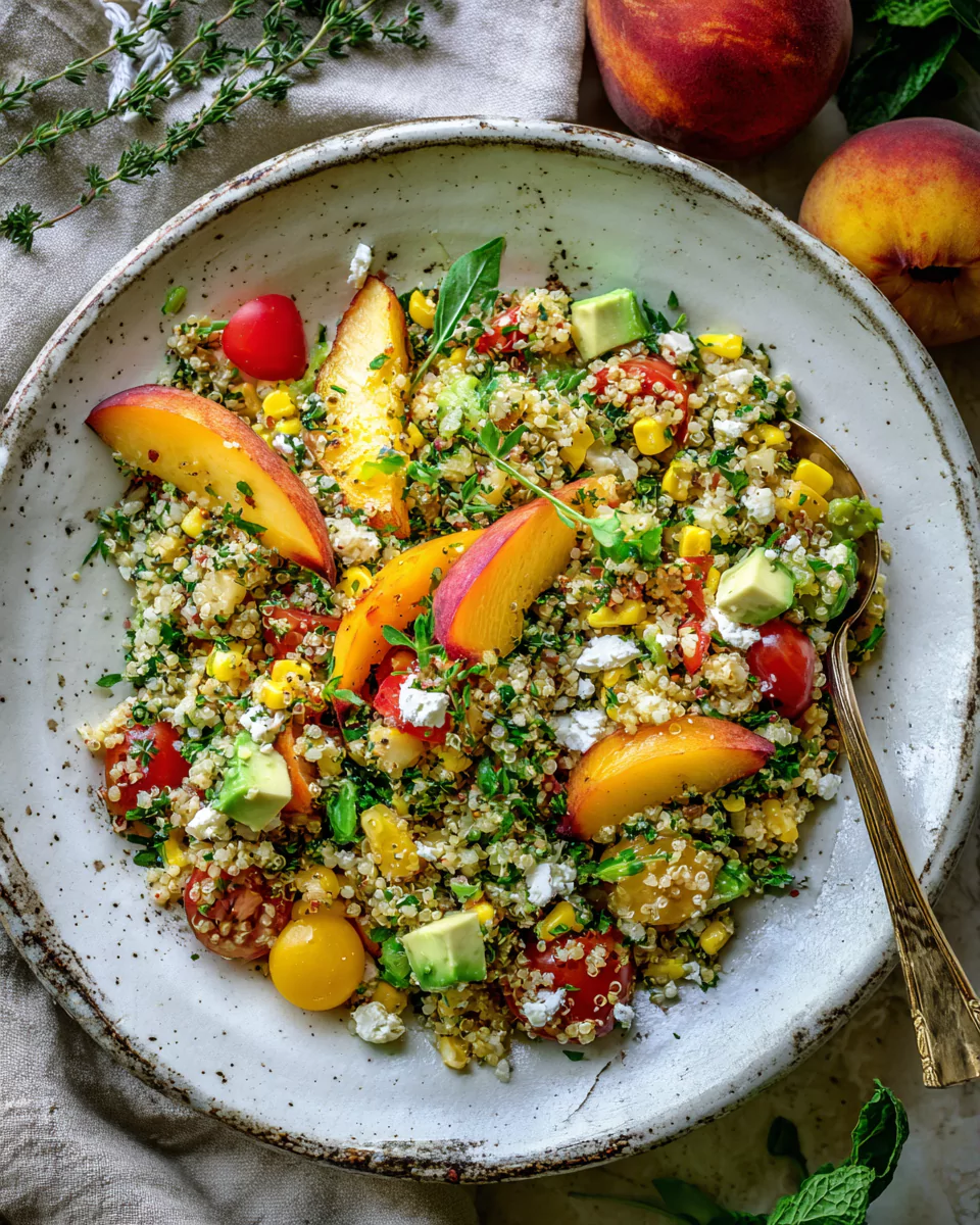 Peach Quinoa Salad with Corn & Feta