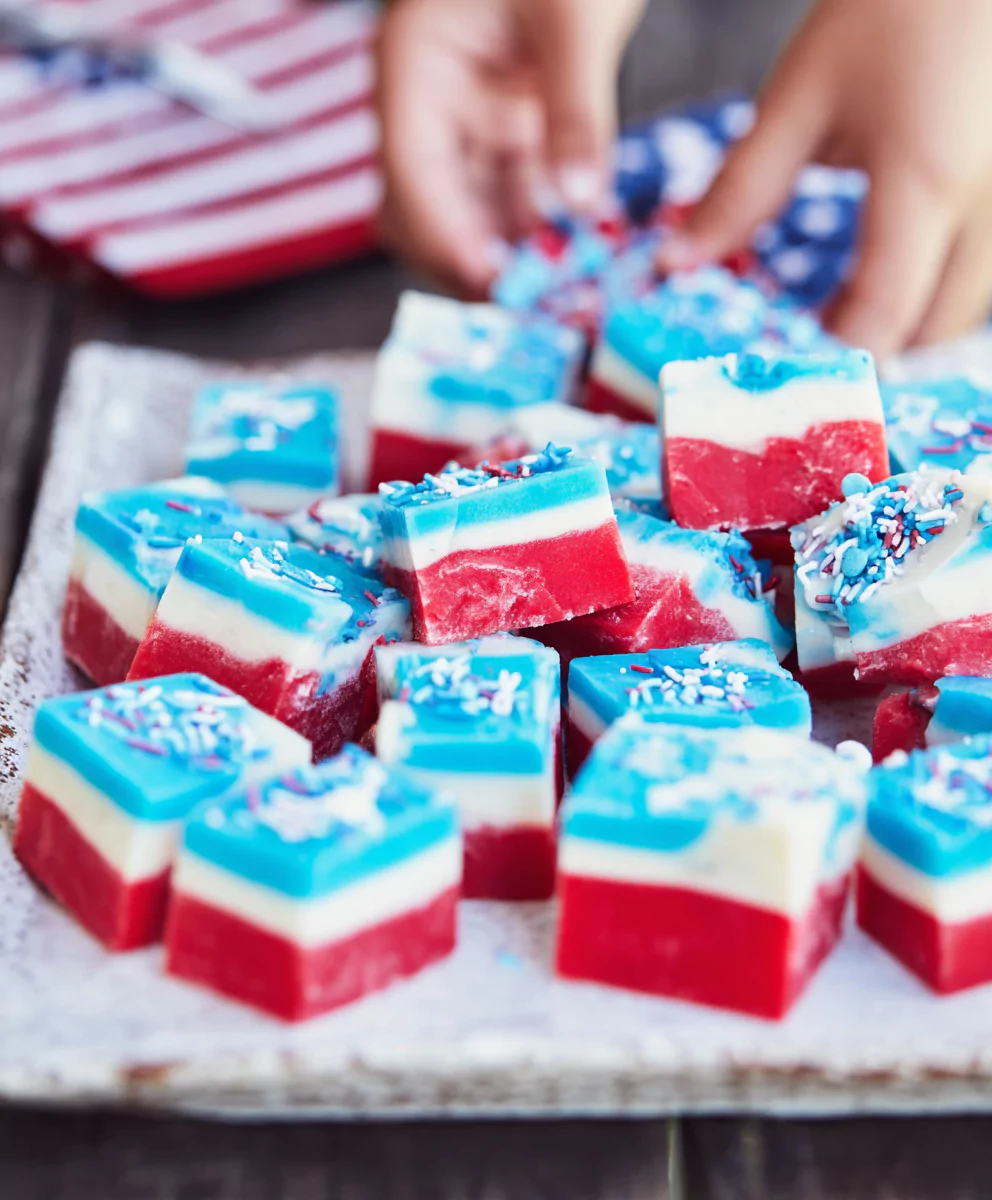 Red White and Blue Fudge – Easy 3-Layer Recipe for July 4th