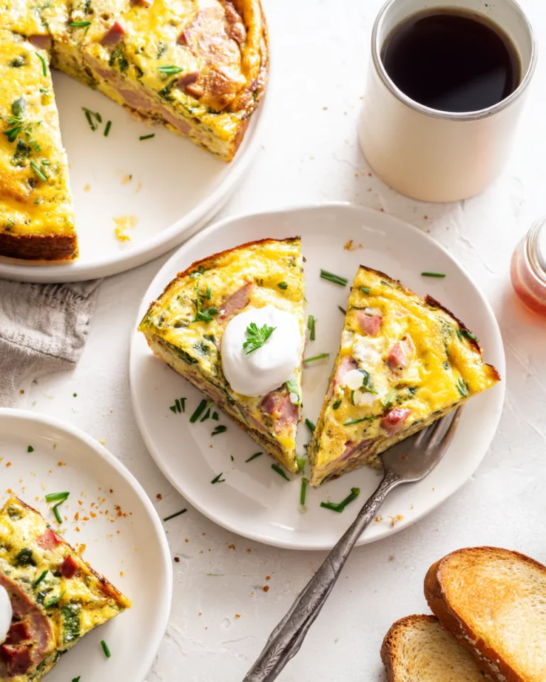 Served Slice of Meat Lovers Frittata