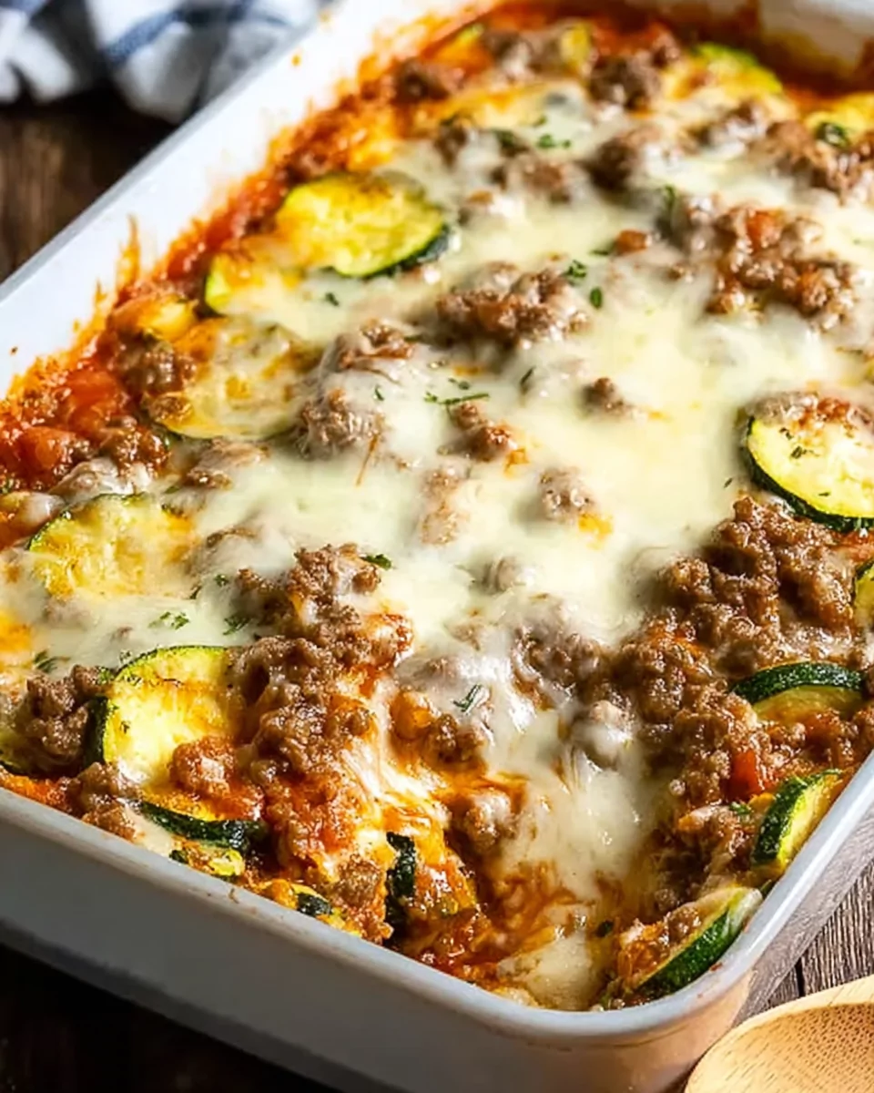 Cheesy Ground Beef and Zucchini Casserole (Easy, Hearty & Cheesy Delight)