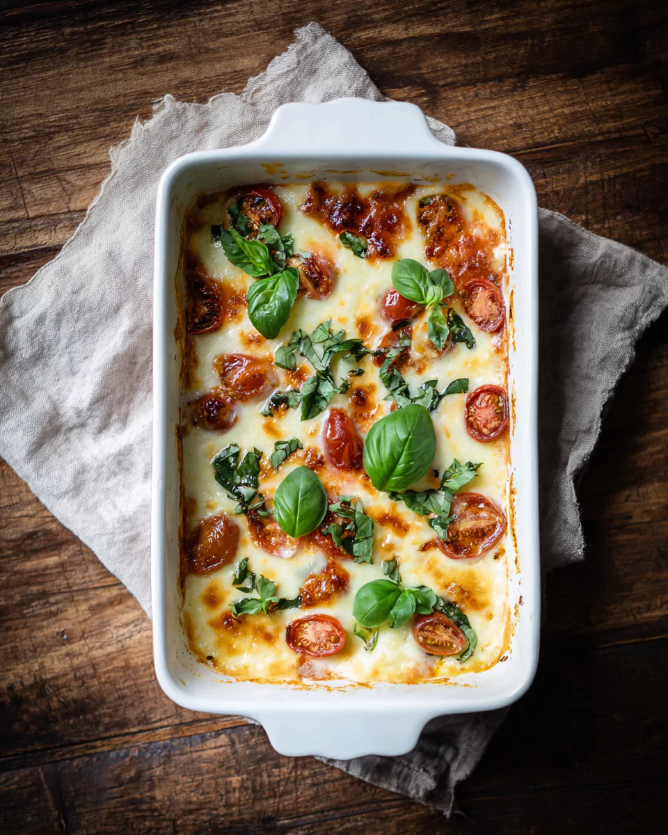 Baked Caprese Cottage Cheese Casserole (Easy Summer Recipe)