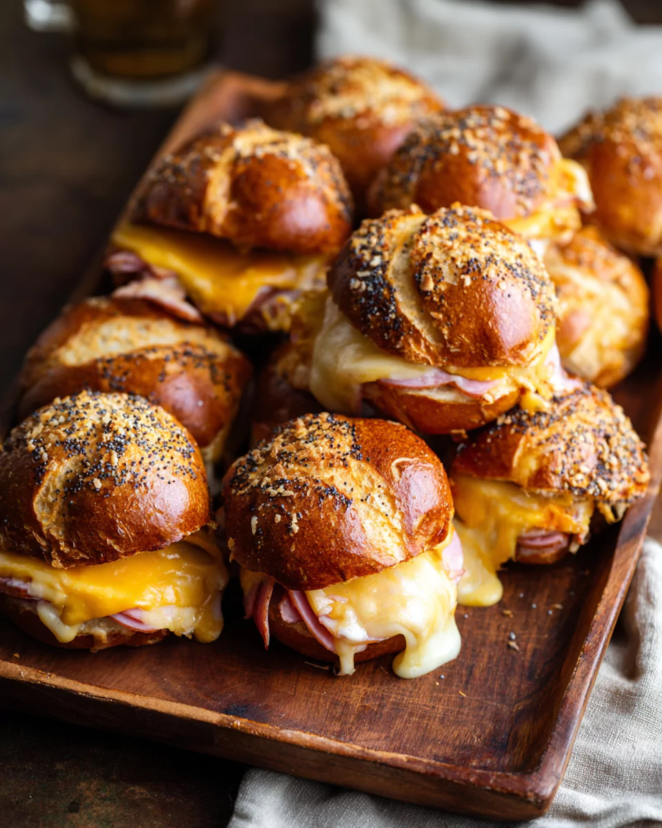 Ham and Cheese Pretzel Sliders with Everything Bagel Seasoning