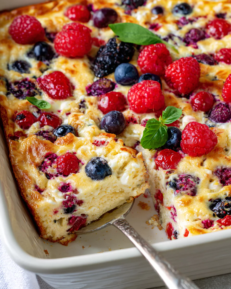 High Protein Triple Berry Bake – Healthy Breakfast Recipe