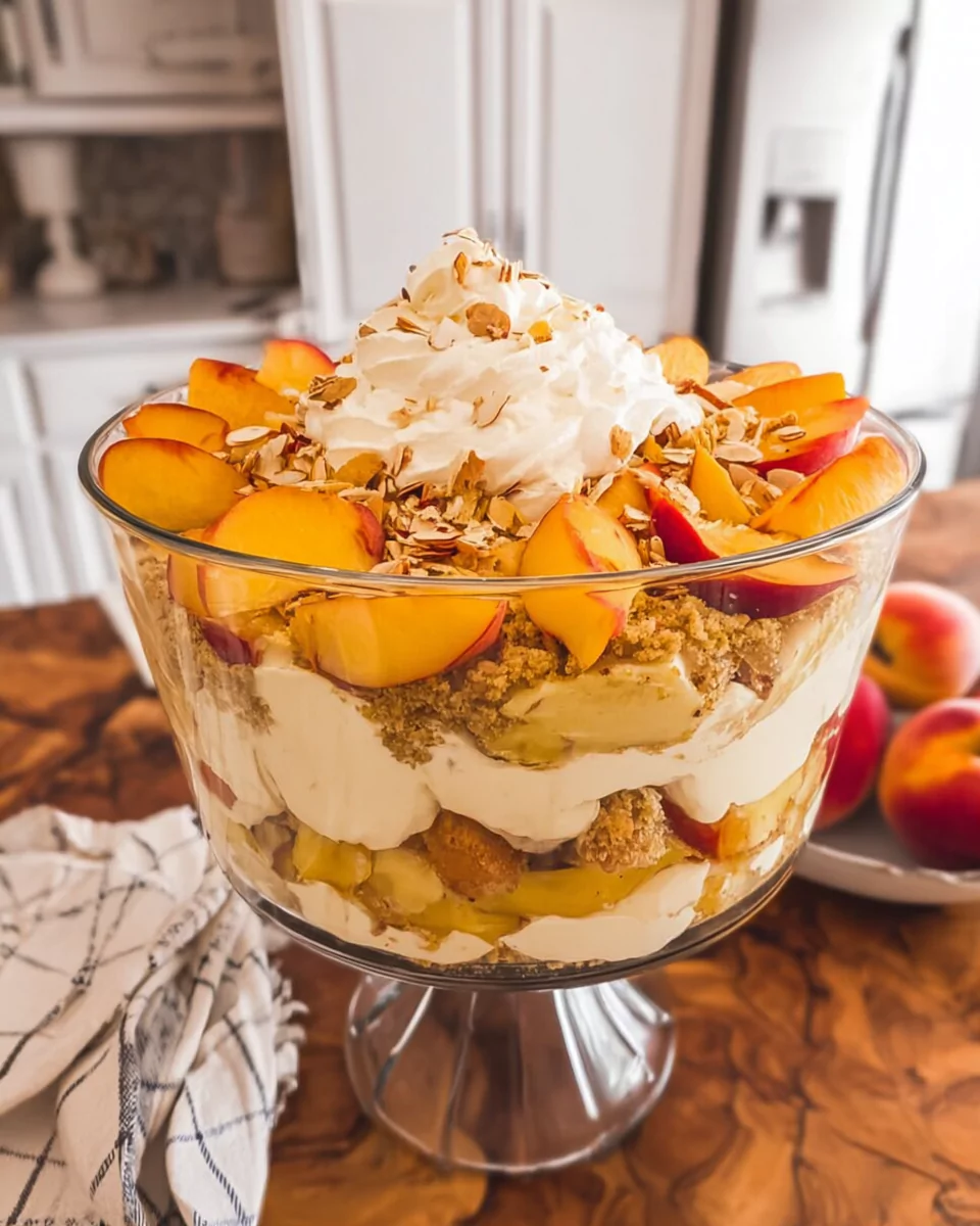 No-Bake Peach Cobbler Trifle: Easy, Creamy & Crowd-Pleasing Dessert