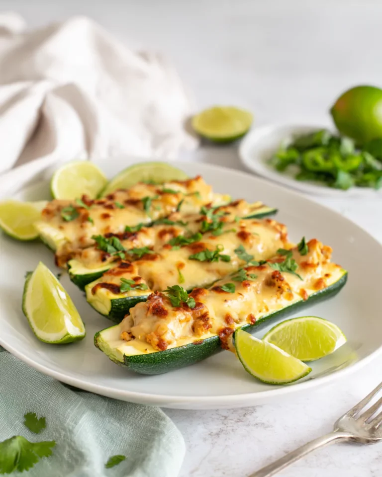 Served Mexican Zucchini Boats on plate