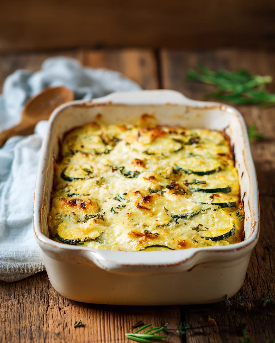 Zucchini Cottage Cheese Bake (with Garlic and Parmesan)