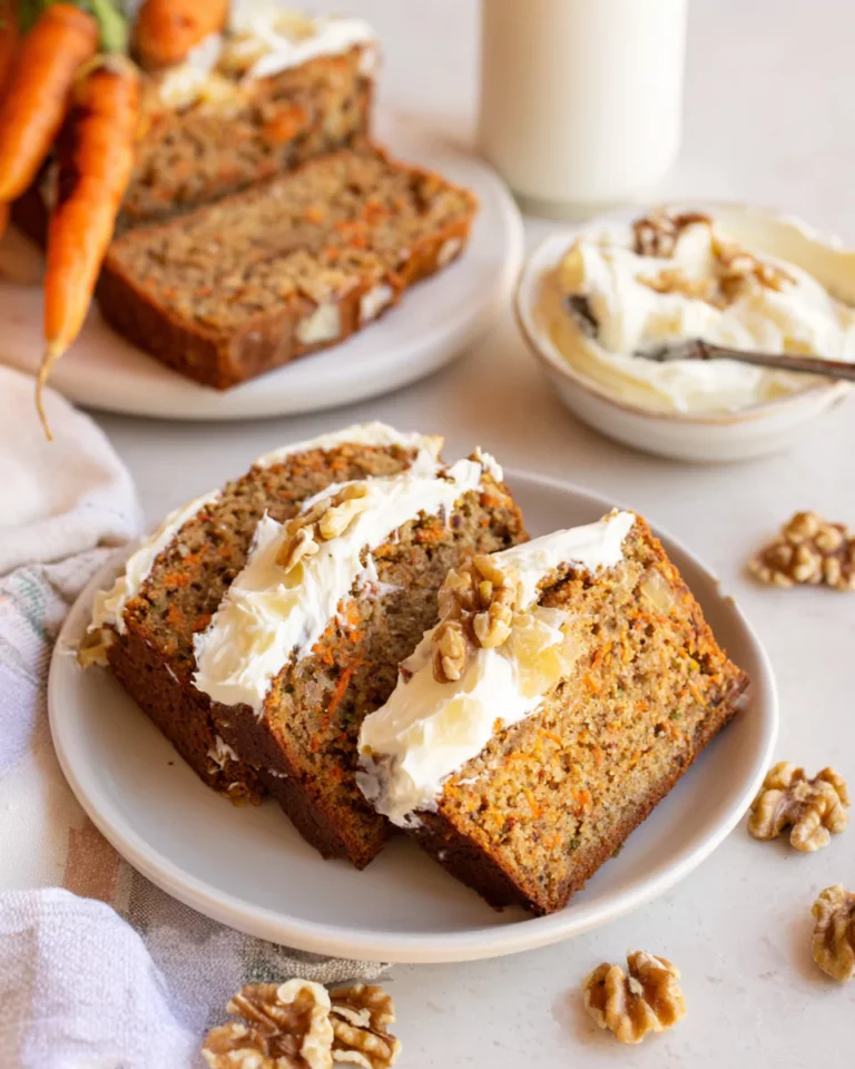 Carrot pineapple bread with cream cheese spread