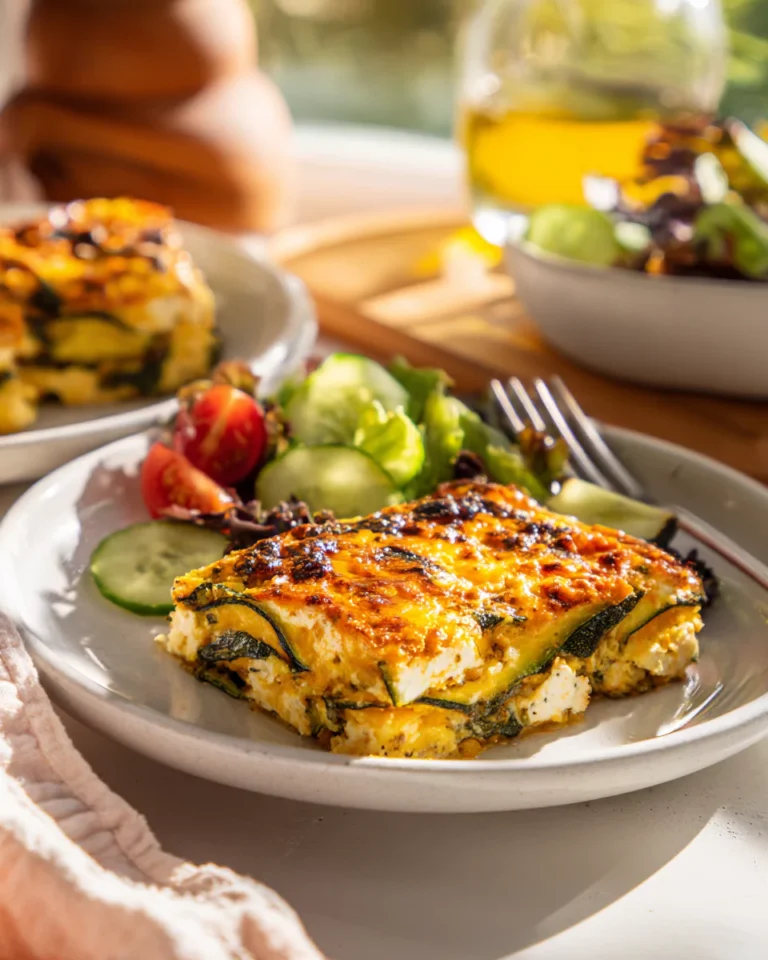 Serving of zucchini cottage cheese bake