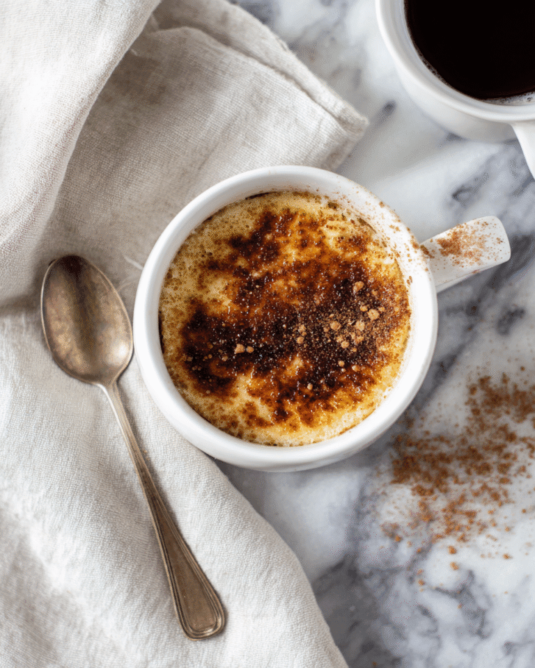 Recipe card image for churro mug cake