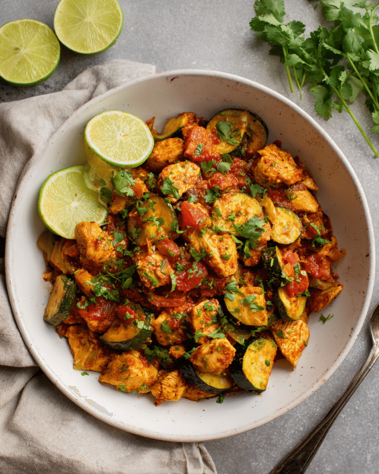 Served Tex Mex Chicken and Zucchini