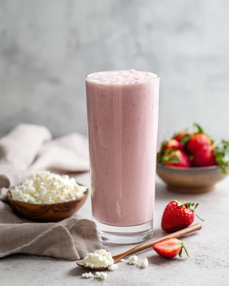 smoothie with strawberry slices
