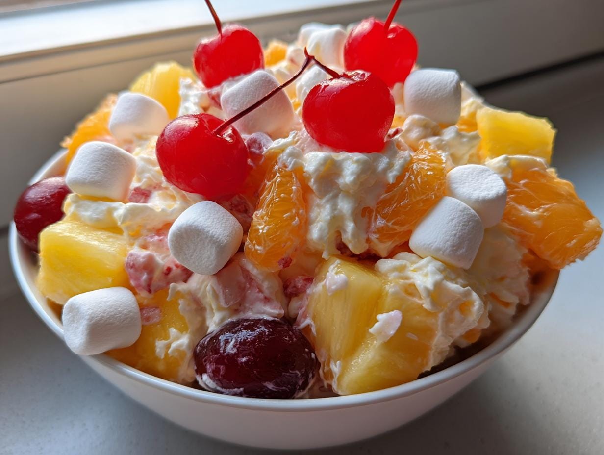 Creamy 15-Minute Cherry Pineapple Fruit Salad Magic