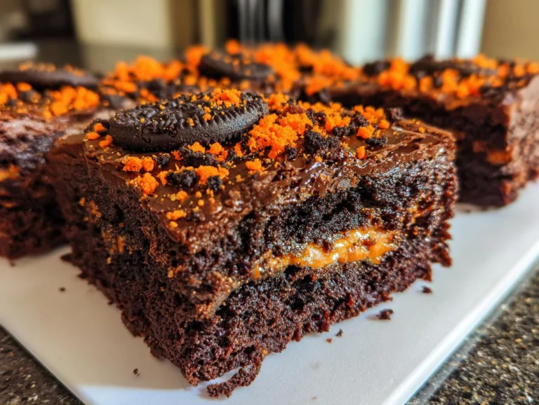 Halloween Oreo stuffed brownies
