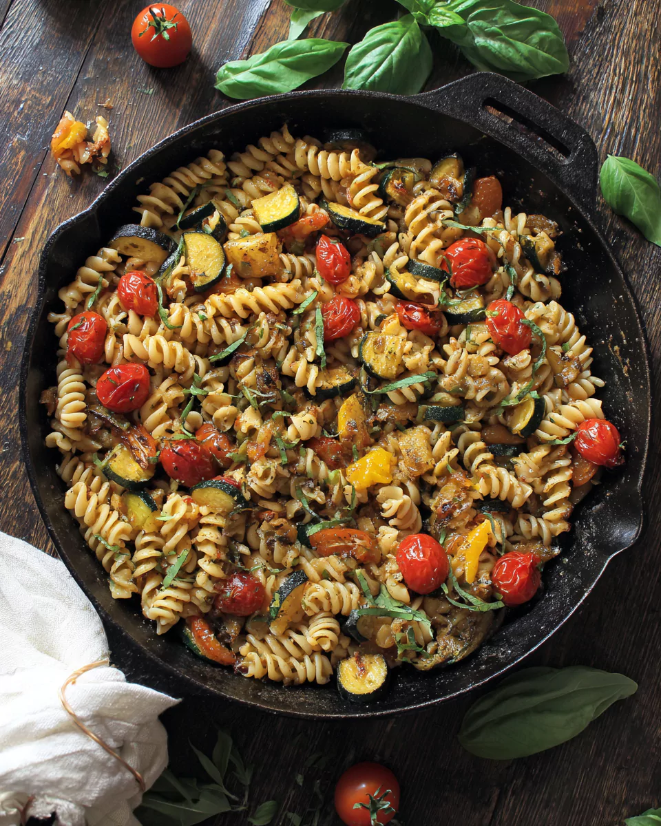 Healthy Tomato Zucchini Pasta (One Pan!)