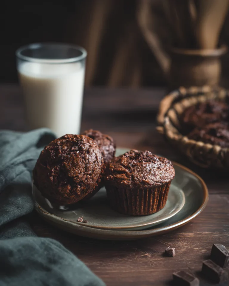 Served double chocolate zucchini muffins with almond milk