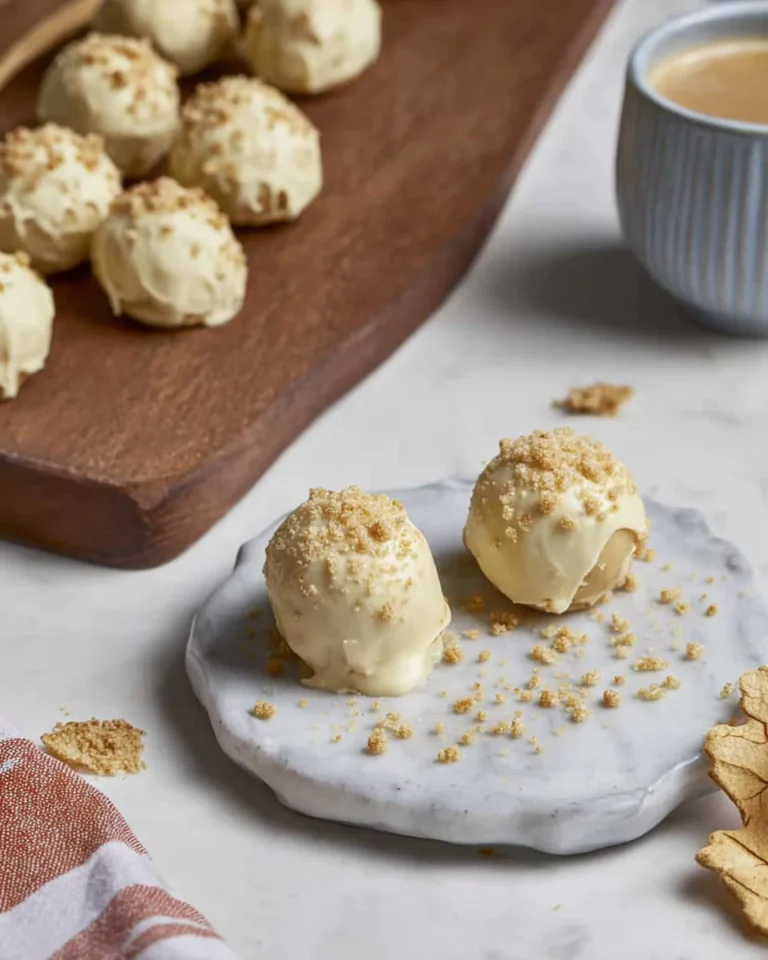 Pumpkin cheesecake balls served with coffee