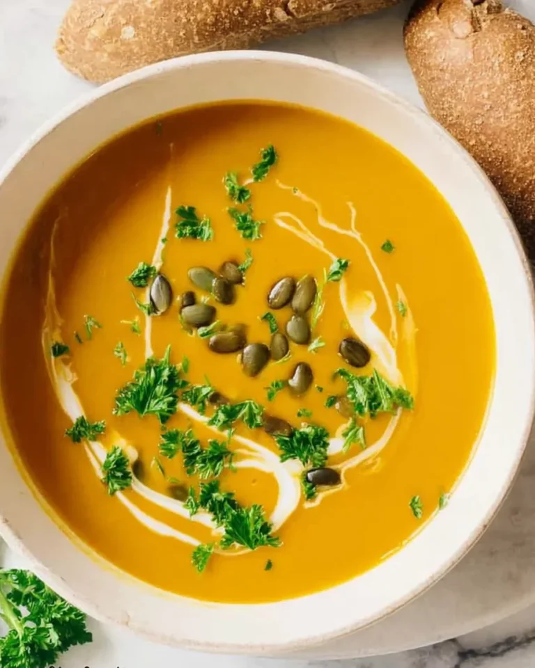 Keto pumpkin soup served with toppings on fall table