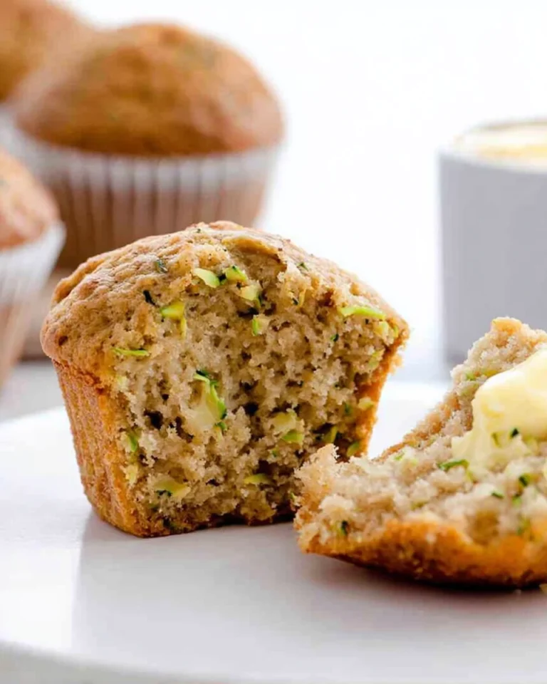 Banana zucchini muffin sliced with butter