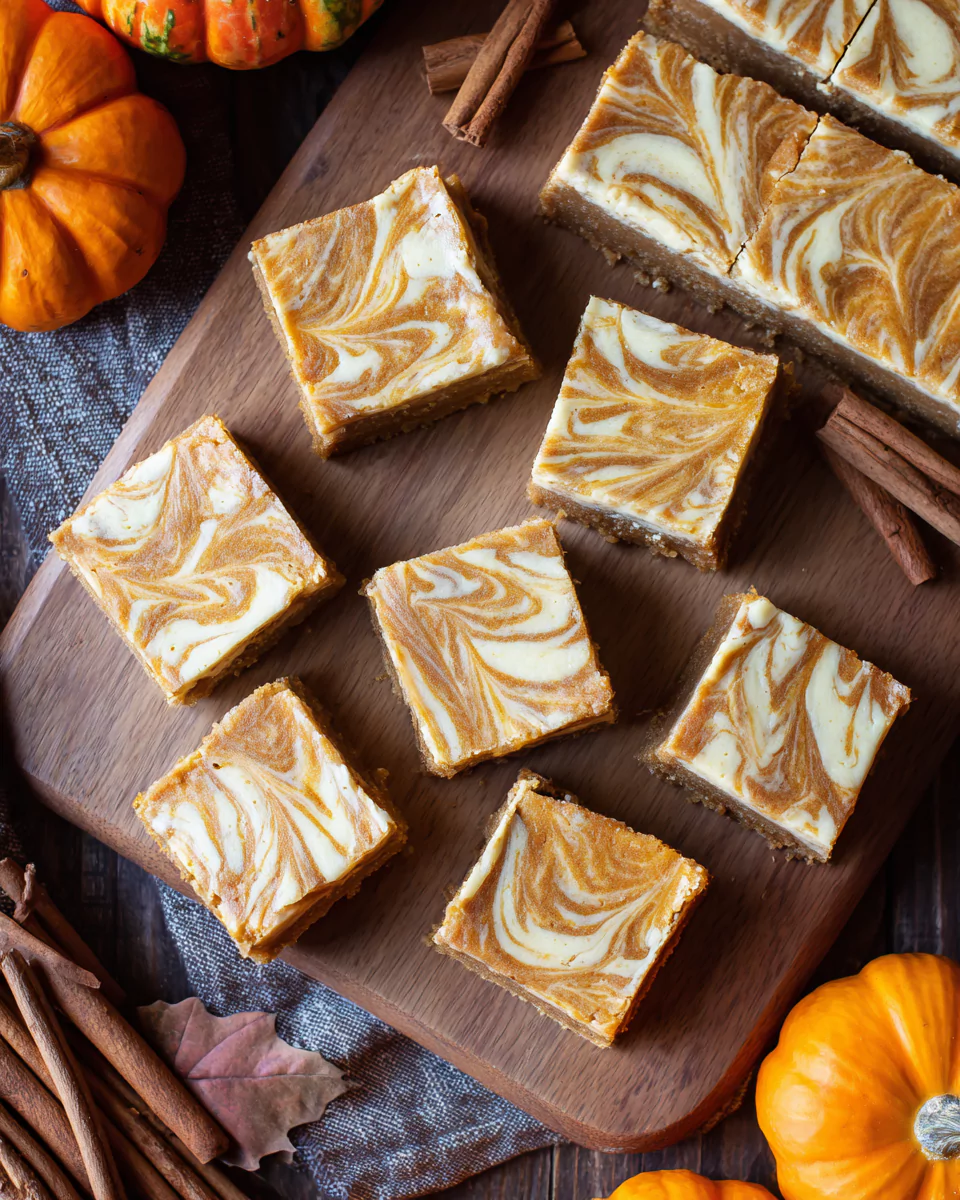 Swirled Pumpkin Cheesecake Bars – Creamy, Spiced & Irresistible