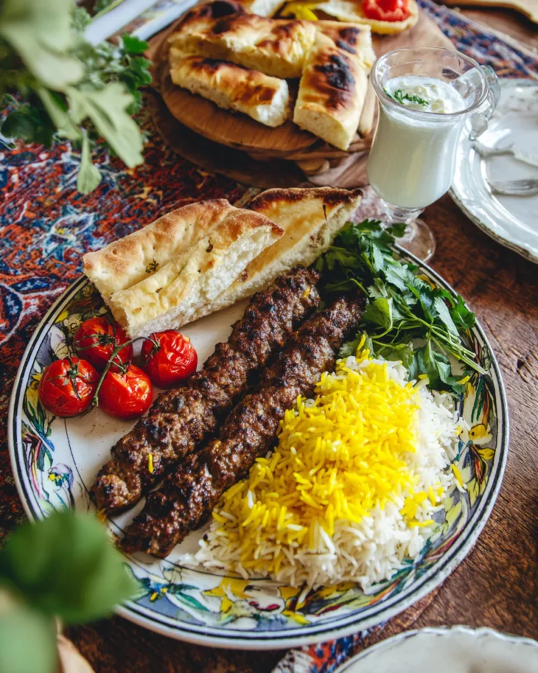 Kabob Koobideh with Persian sides and sangak