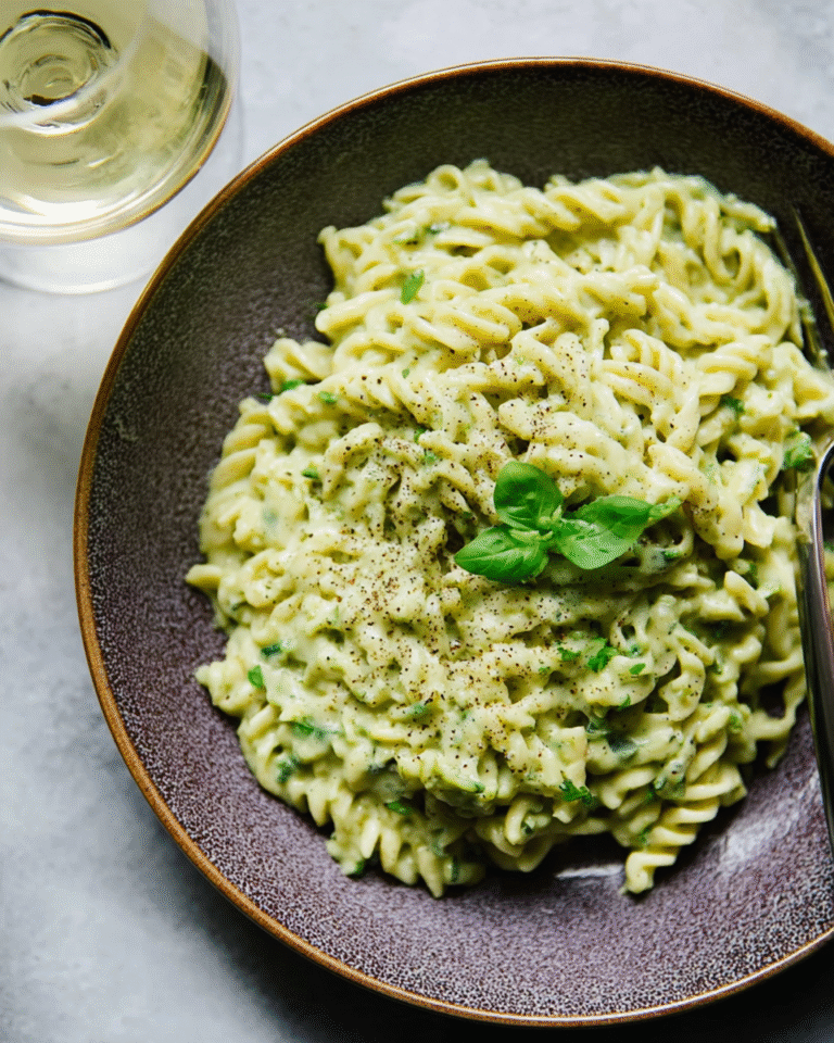 Creamy zucchini pasta ready to eat