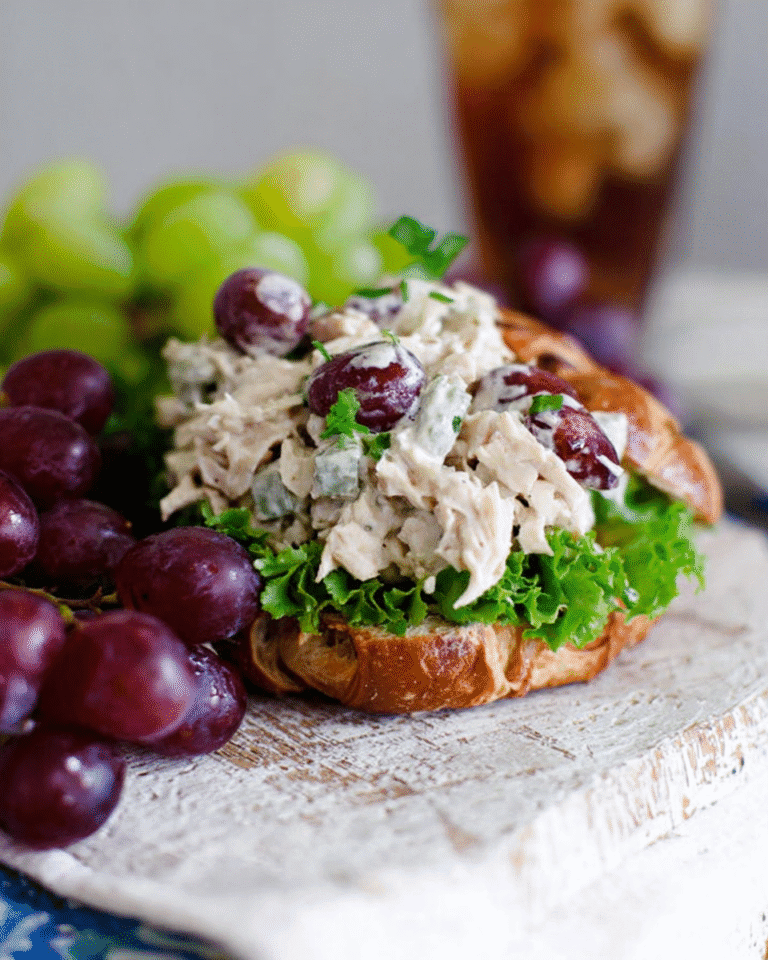 Chicken salad croissant sandwich