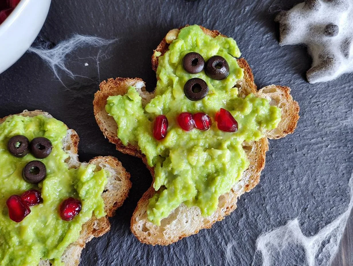 5-Minute Halloween Avocado Toast with Ghost Eggs