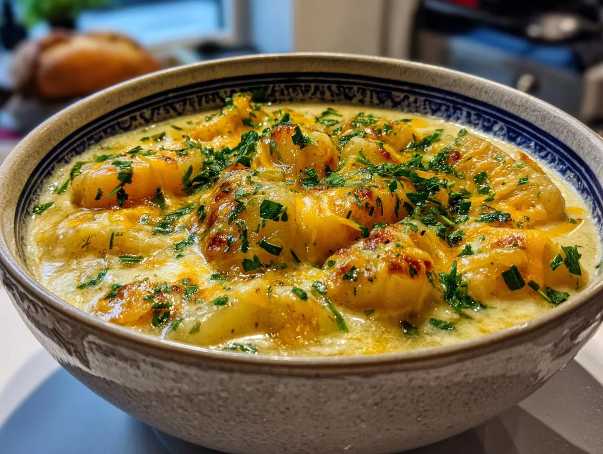 10-Minute Prep Cheddar Garlic Herb Potato Soup
