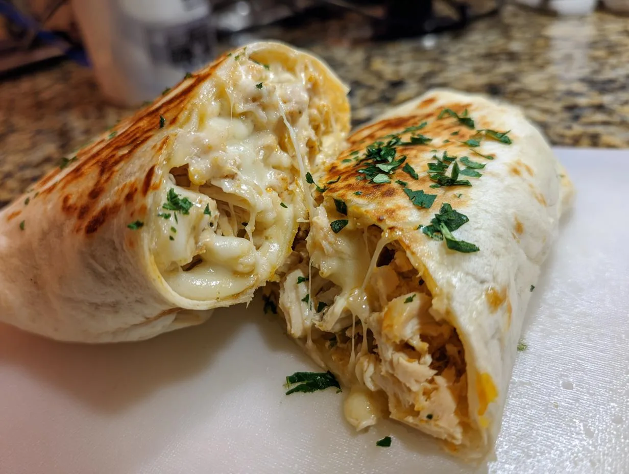 25-Minute Cheesy Garlic Chicken Wraps You’ll Devour