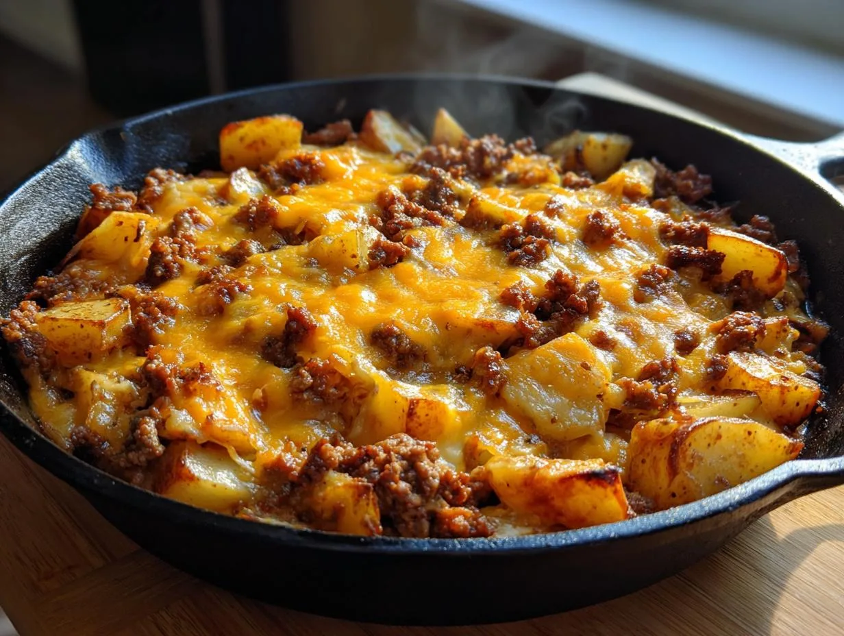 Irresistible Cheesy Meat Potato Skillet in Just 30 Minutes