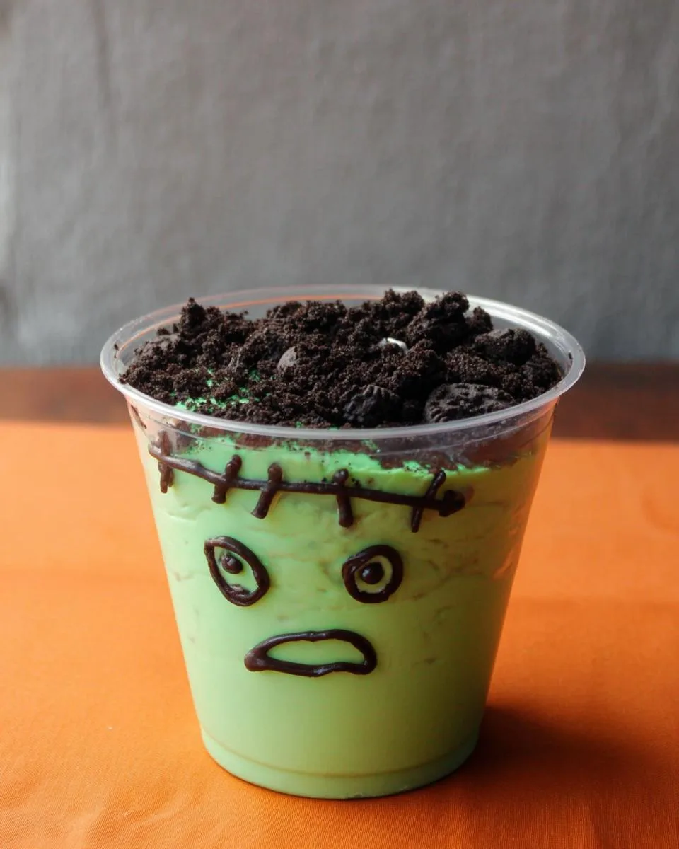 Frankenstein Pudding Cups - detail 2