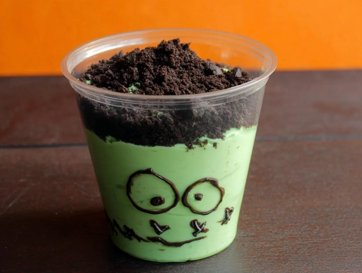 4 Frankenstein Pudding Cups
