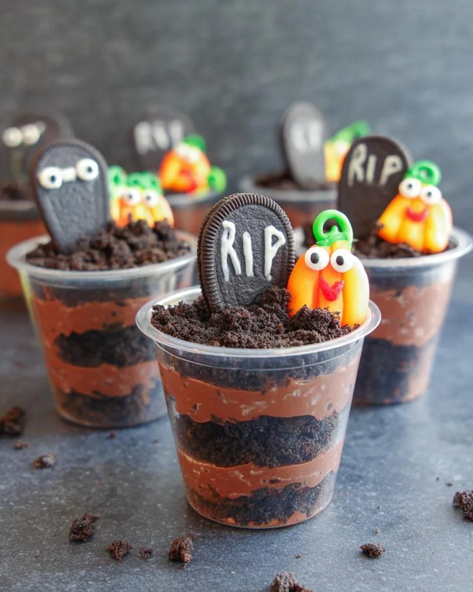 Graveyard Chocolate Pudding Cups - detail 1