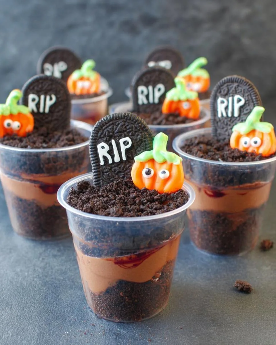 Graveyard Chocolate Pudding Cups - detail 2