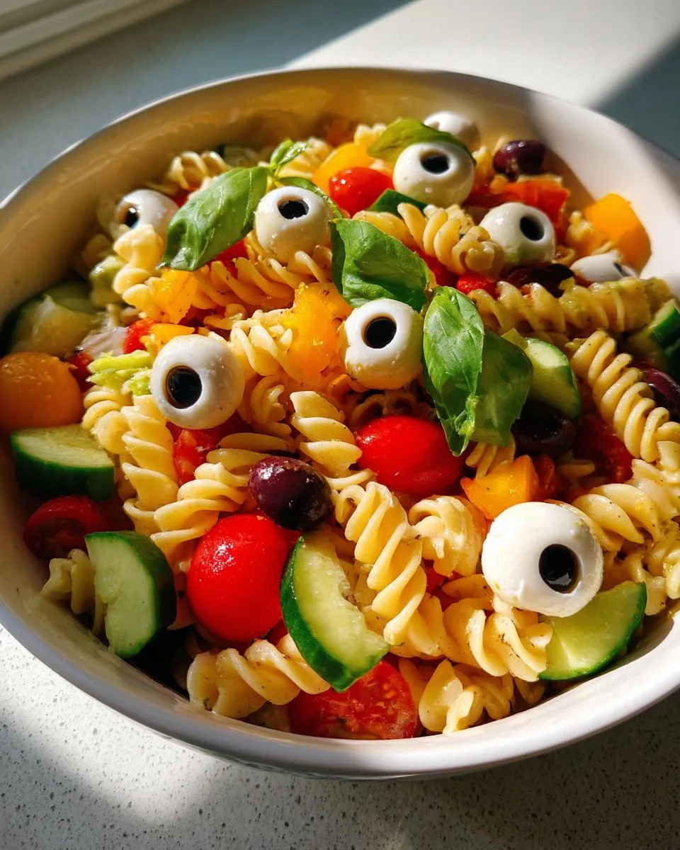 Halloween Eyeball Pasta Salad - detail 1