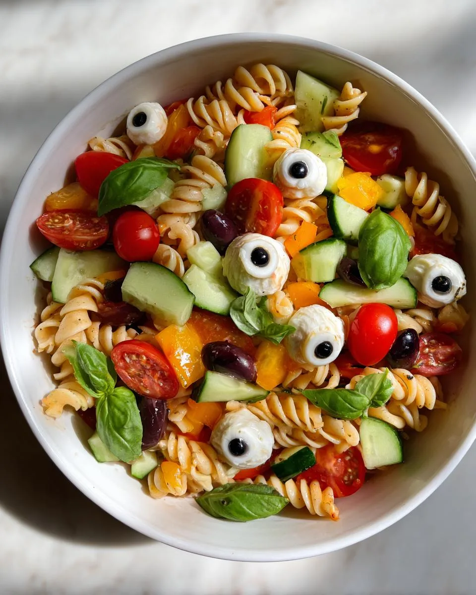 Halloween Eyeball Pasta Salad - detail 2