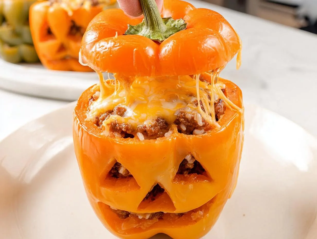 Spooky 6-Ingredient Halloween Stuffed Peppers Kids Crave