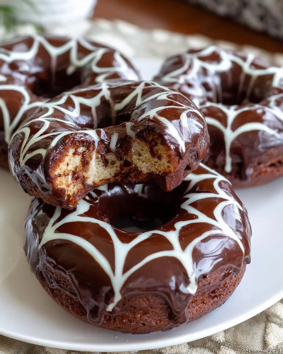 Spider Web Chocolate-Glazed Donuts - detail 1