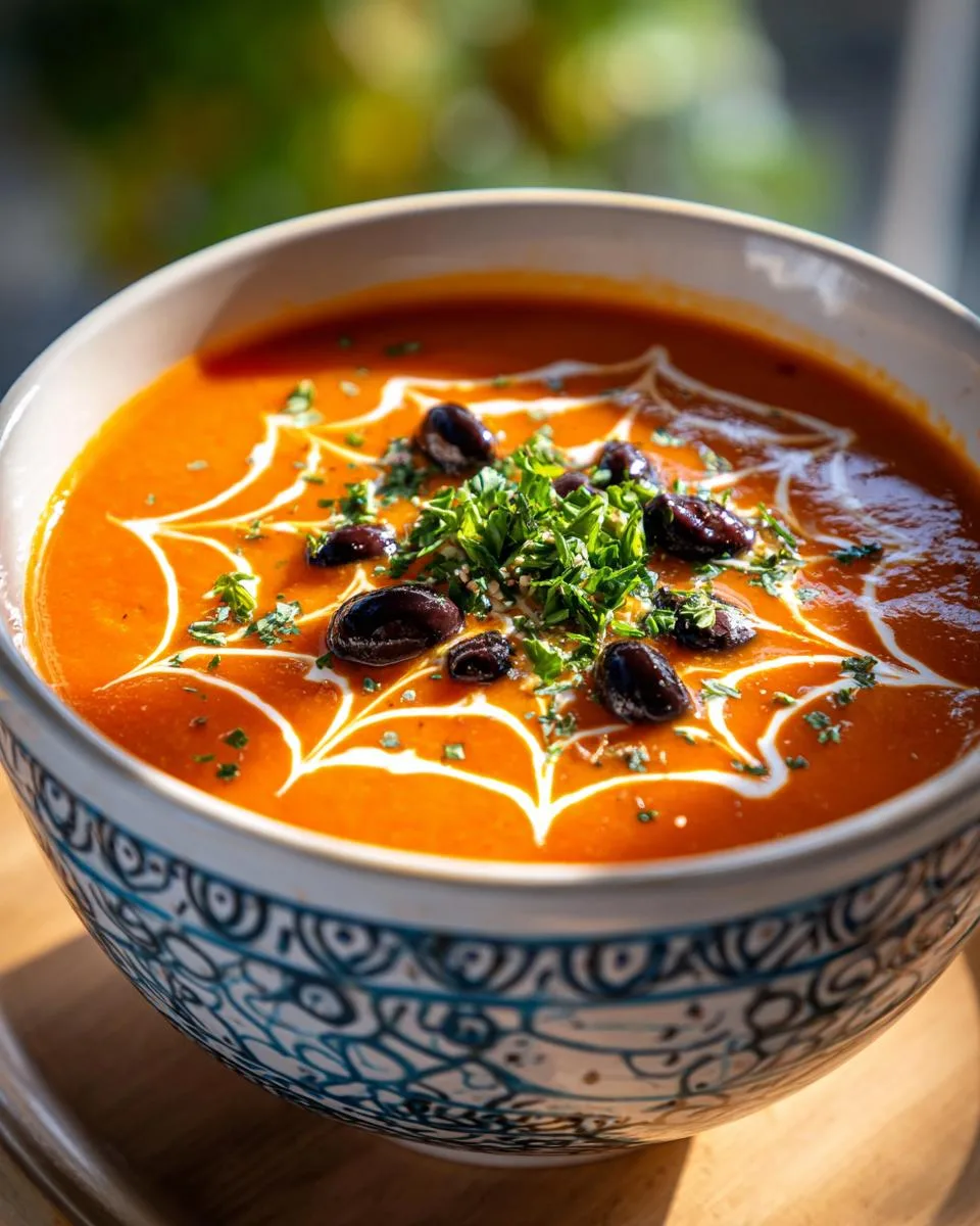 Tomato Pumpkin Spider Web Soup - detail 2