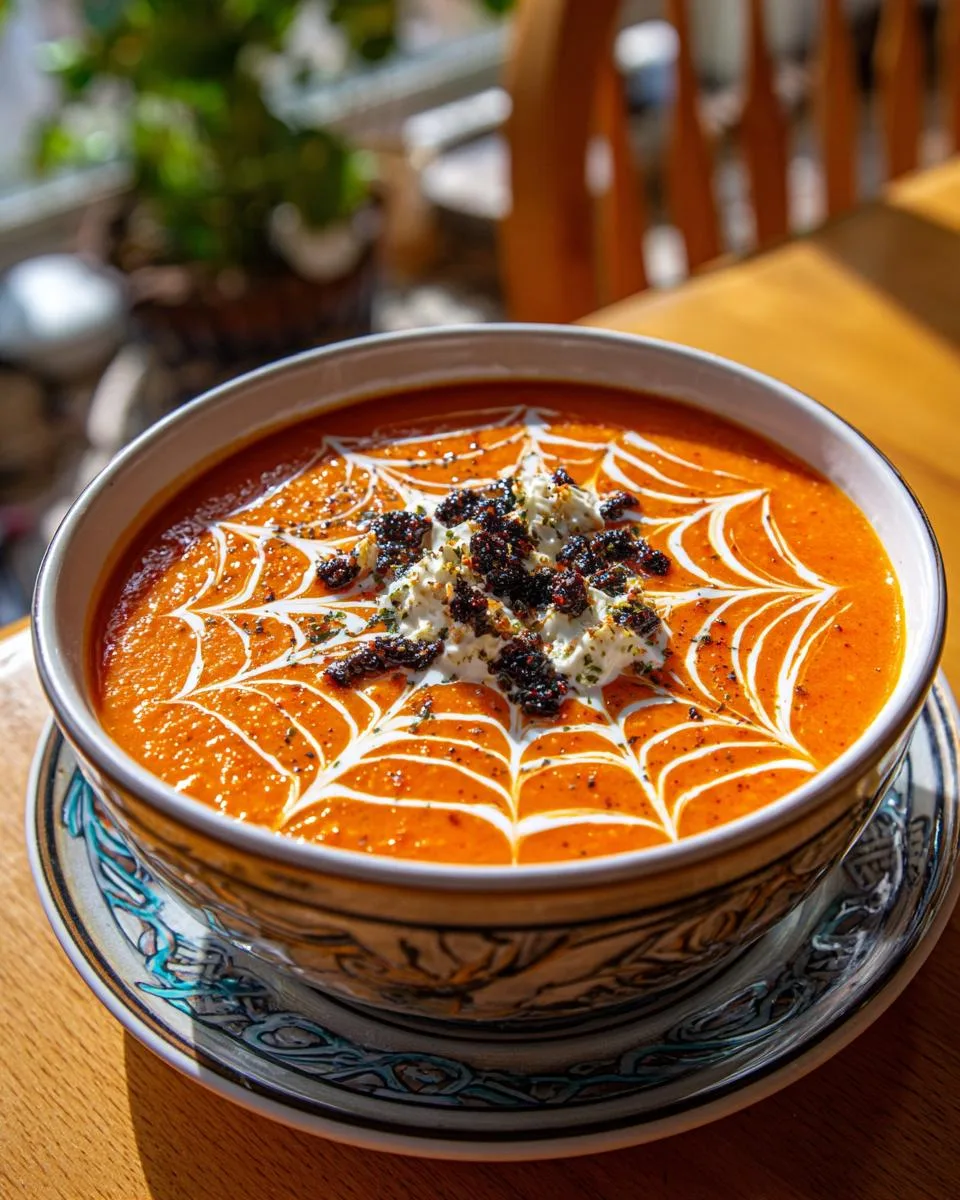 Tomato Pumpkin Spider Web Soup - detail 3