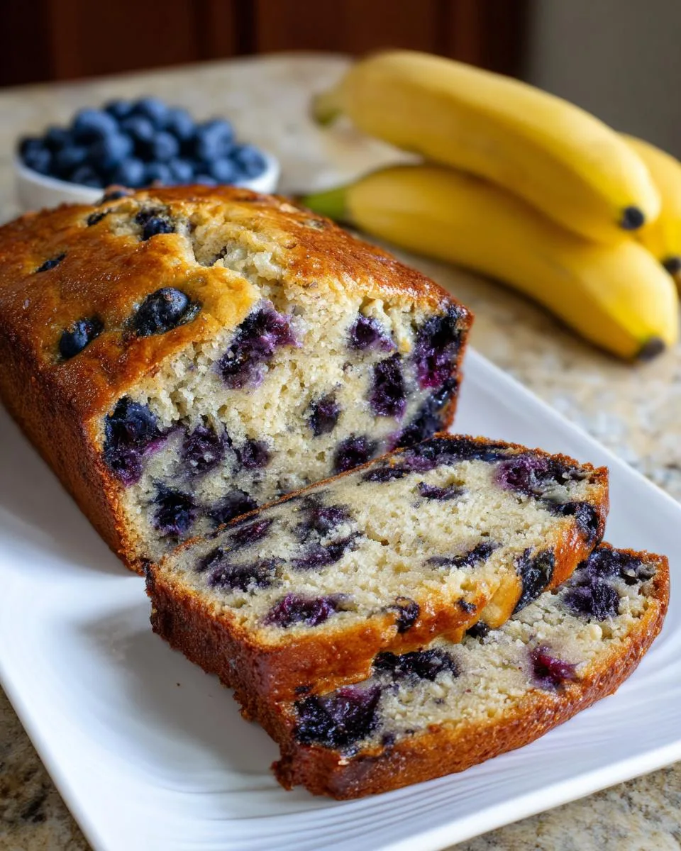Cottage Cheese Banana Bread with Blueberries - detail 1