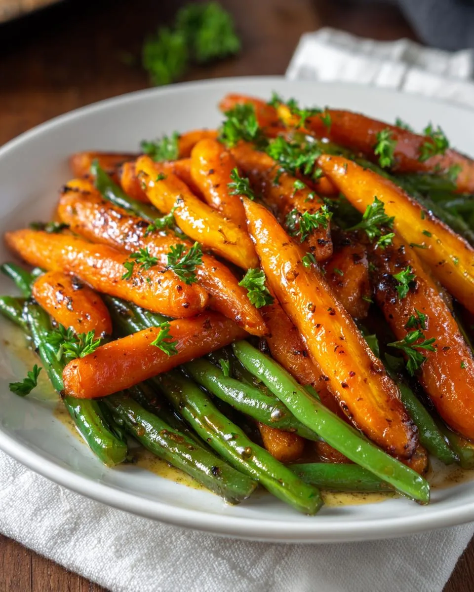 Honey Glazed Carrots and Green Beans - detail 1