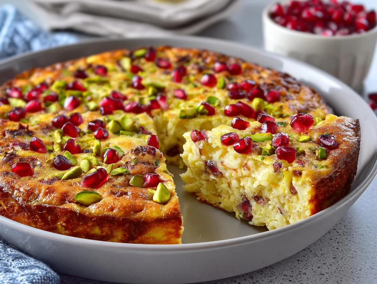 Ultimate Pomegranate Pistachio Cottage Cheese Bake